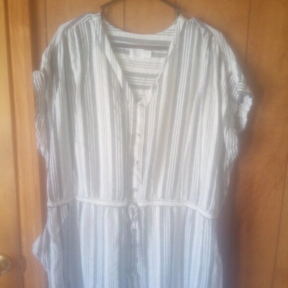 Time And Tru Plus Size Women's Striped  Drawstring Waist Dress Size 3X - Picture 3 of 4